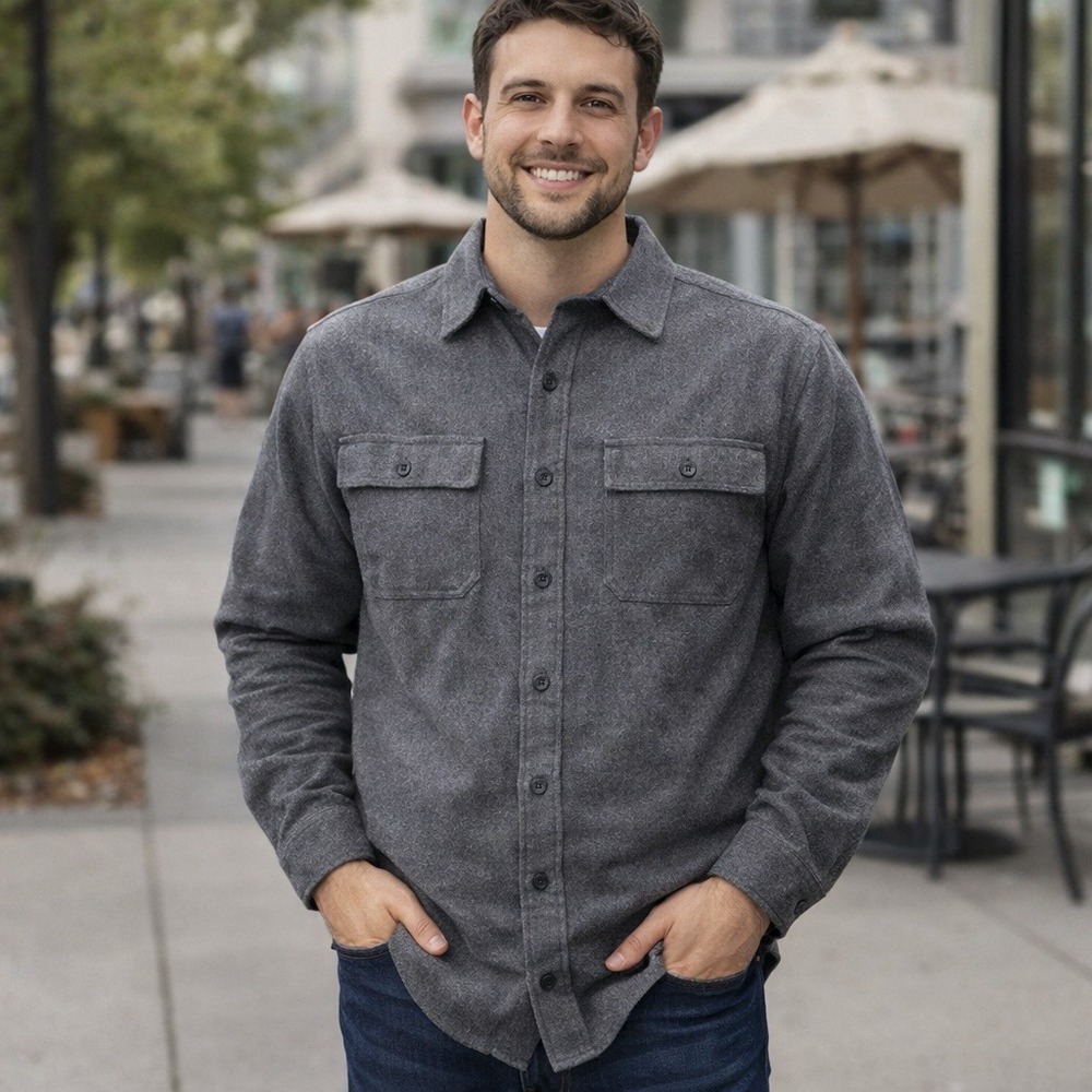 LL Bean Mens XL Traditional Fit Flannel Shirt Charcoal Gray Cotton 187923